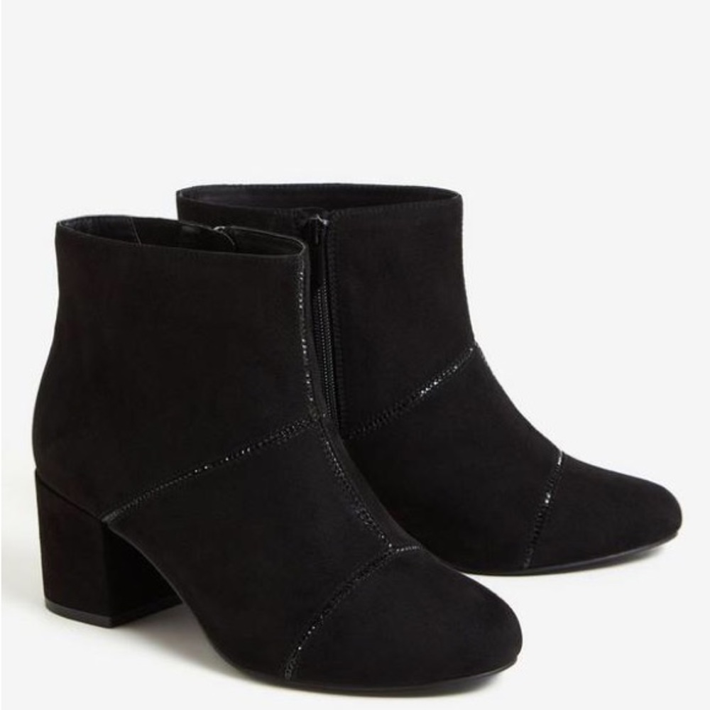 Torrid Black Ankle Boots with Chunky Block Heel and Rounded Toe